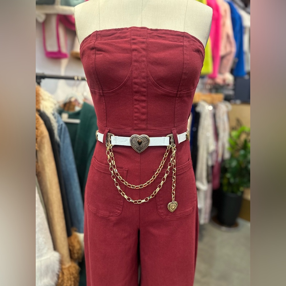 New! Gold and White Heart Chain Belt - Picture 3 of 6
